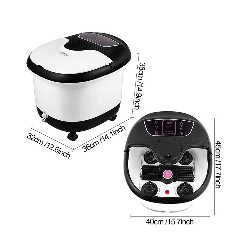 MM-18C Automatisk fotspabadmassasjeapparat med 8 stk massasjeruller og pimpstein