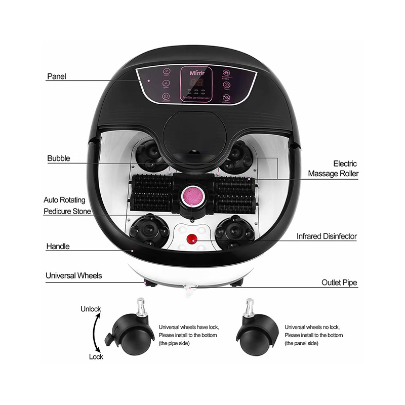 MM-18C Automatisk fotspabadmassasjeapparat med 8 stk massasjeruller og pimpstein