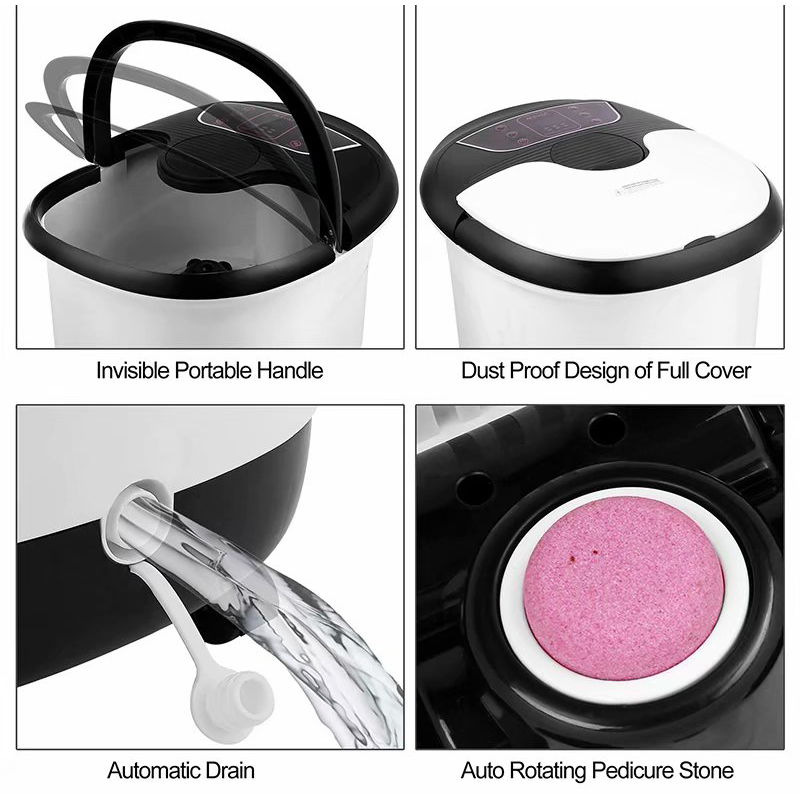 MM-18C Automatisk fotspabadmassasjeapparat med 8 stk massasjeruller og pimpstein